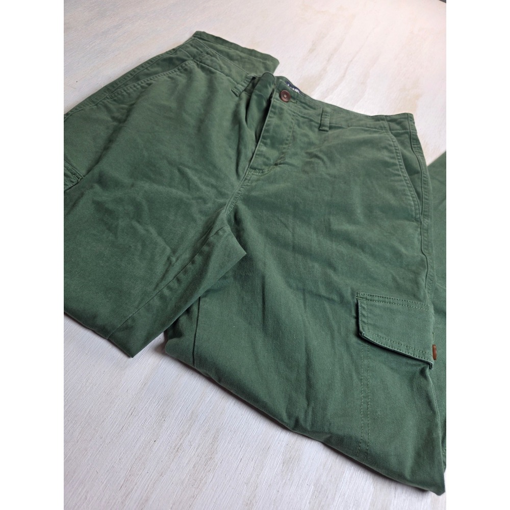 Lands End Olive Green Cargo Pants Womens 14 Straight Leg Utility Boho Western